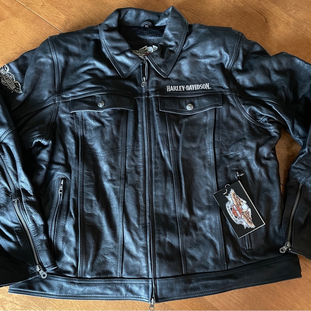 Harley-Davidson Black Montana Leather Jacket, 97073-09VM/022L, New, Mens XXL